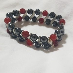 Cobalt & Red Beaded Braclet